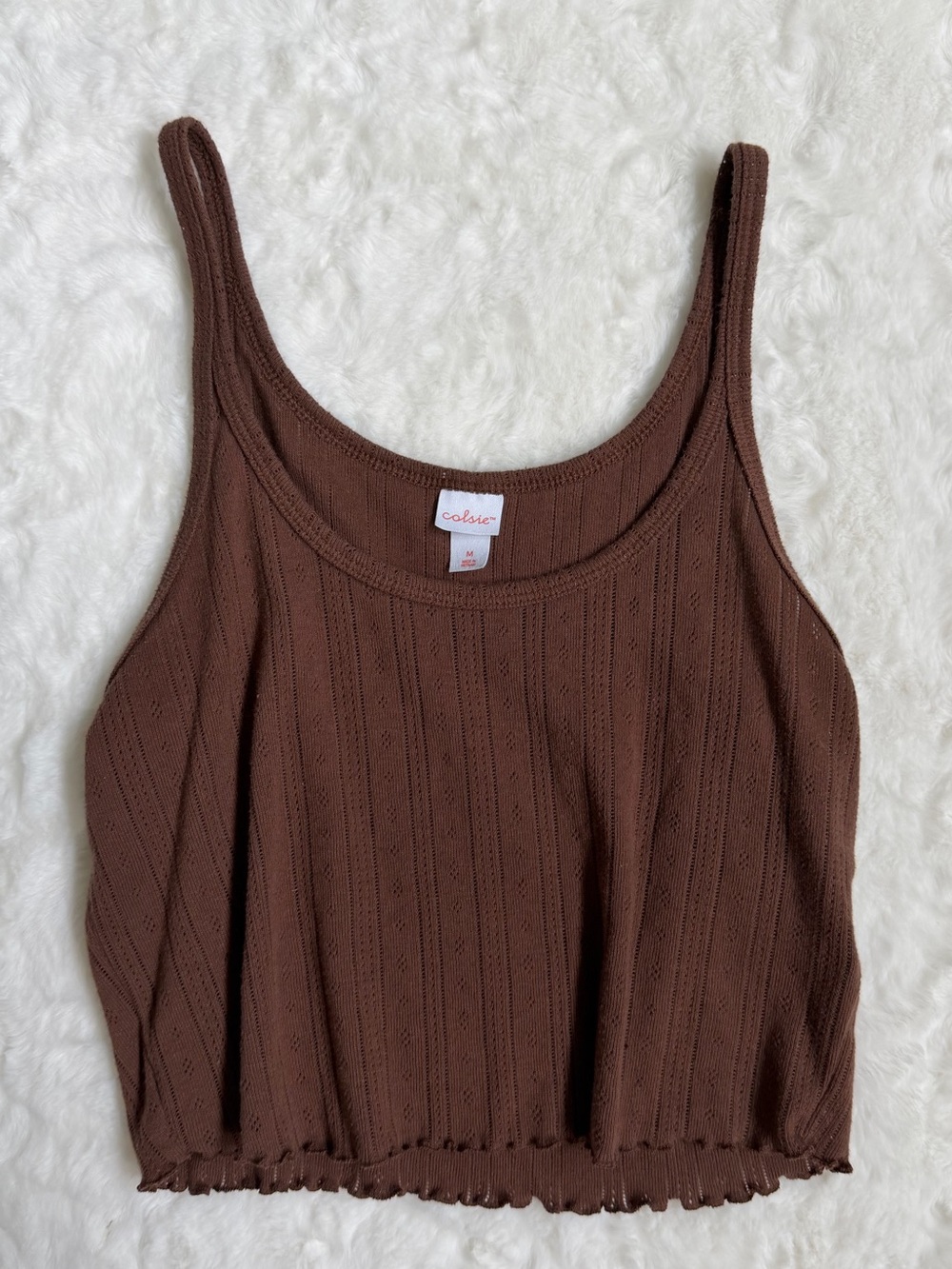 Colsie Brown Ribbed Crop Tank Top